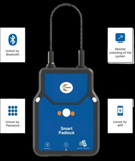 PrimeTrack electronic cargo smart padlock with Bluetooth, password and app unlocking